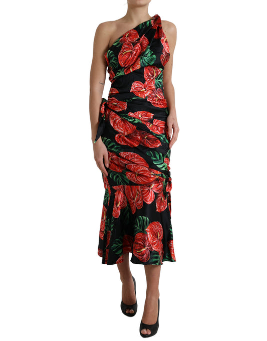 Dolce &amp; Gabbana Tropical Elegance Draped Silk Dress