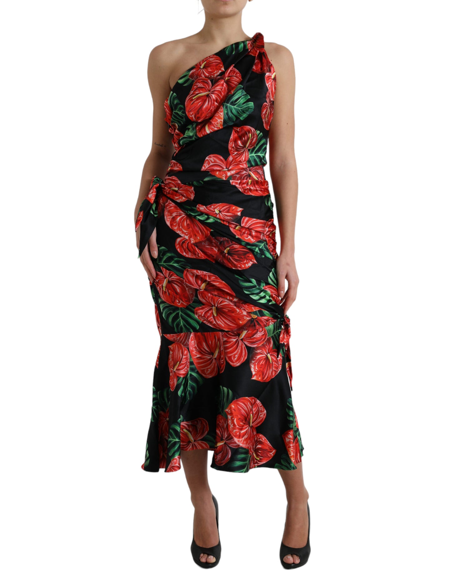 Dolce &amp; Gabbana Tropical Elegance Draped Silk Dress