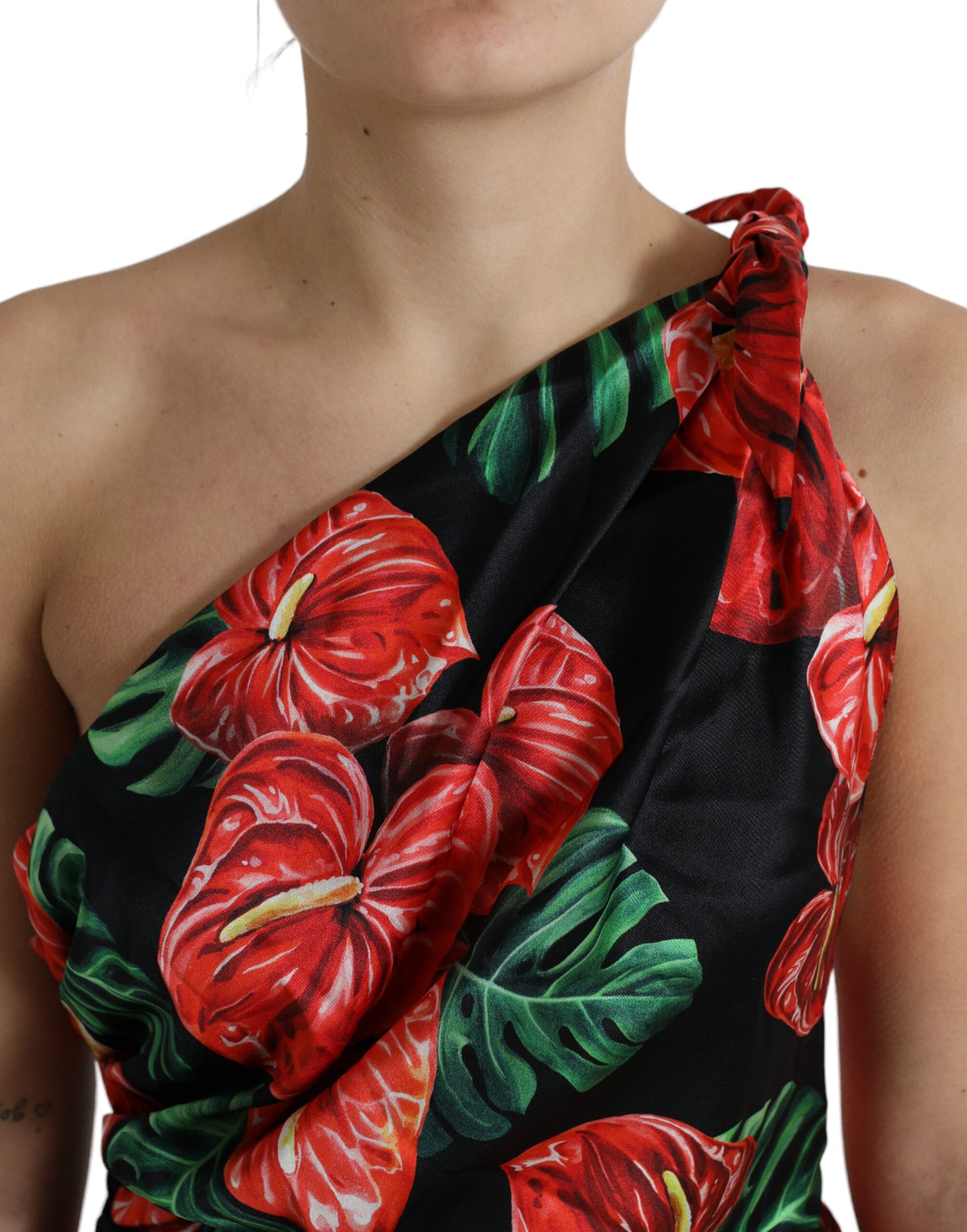 Dolce &amp; Gabbana Tropical Elegance Draped Silk Dress