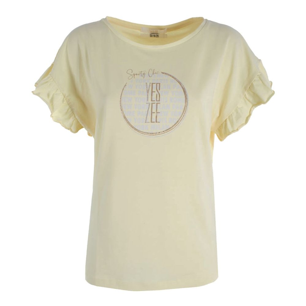 Yes Zee cotton t-shirt with gathered sleeves in sunny yellow