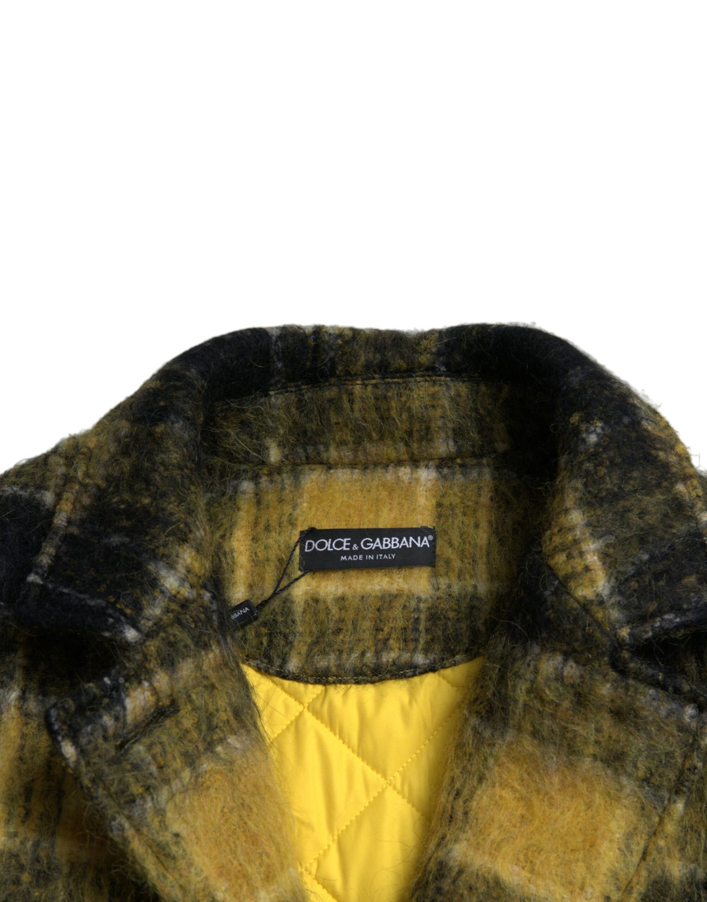 Dolce &amp; Gabbana Chic Checked Long Coat in Sunshine Yellow