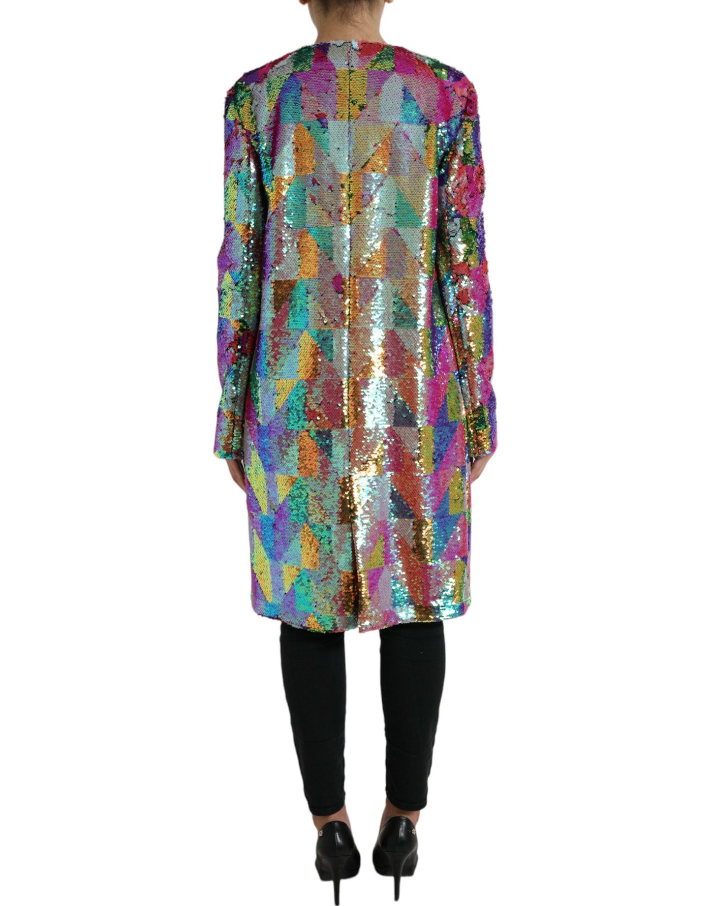 Dolce &amp; Gabbana Multicolored Long Jacket with Sequins