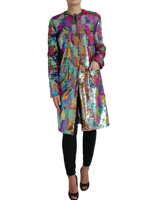 Dolce &amp; Gabbana Multicolored Long Jacket with Sequins