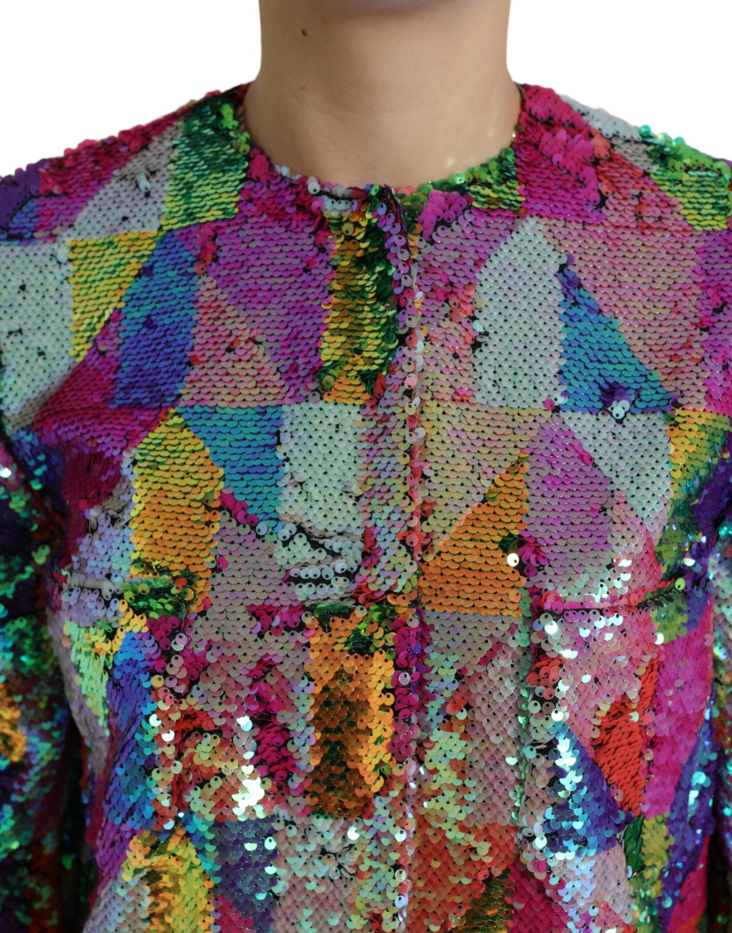 Dolce &amp; Gabbana Multicolored Long Jacket with Sequins