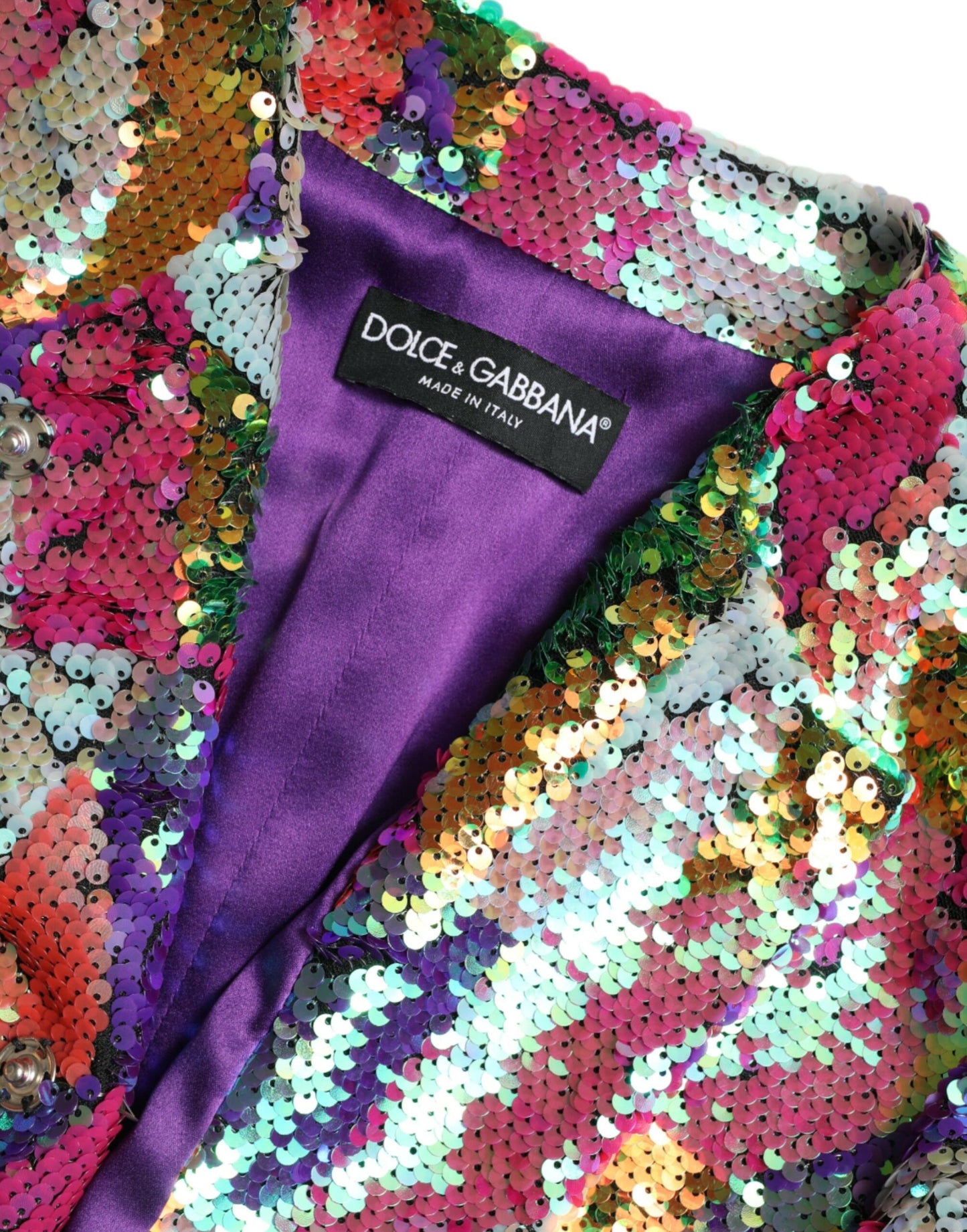 Dolce &amp; Gabbana Multicolored Long Jacket with Sequins