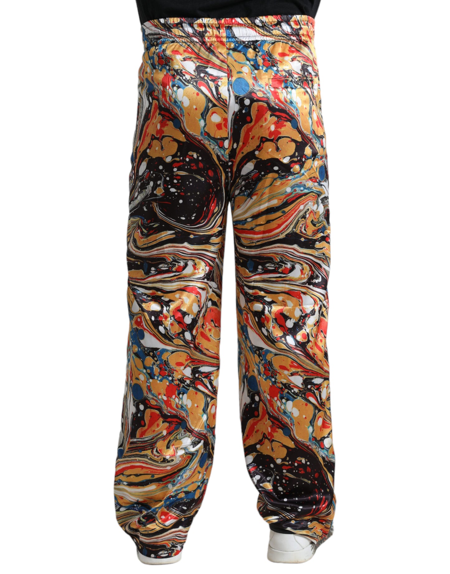 Dolce &amp; Gabbana Elegant satin track pants in multicolor marble