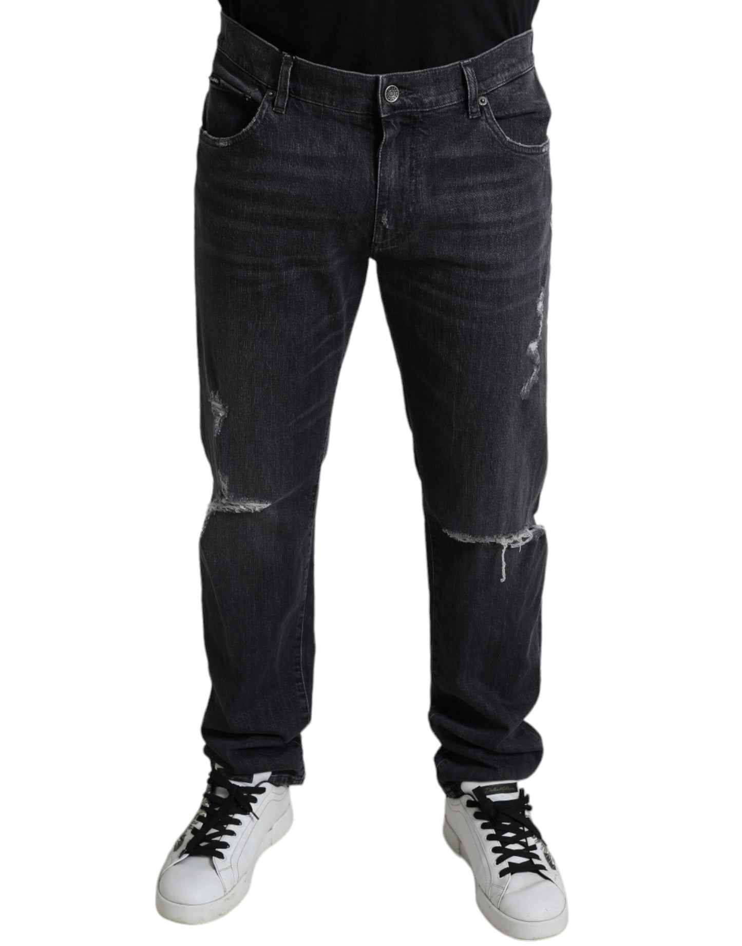 Dolce &amp; Gabbana Elegant slim fit jeans in ripped denim