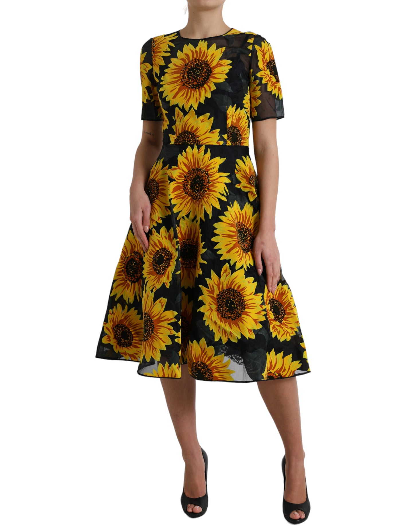 Dolce &amp; Gabbana Summery Sunflower A-Line Midi Dress