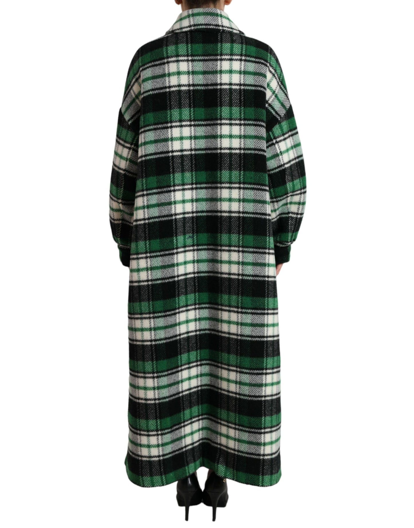 Dolce &amp; Gabbana Elegant green checked long coat