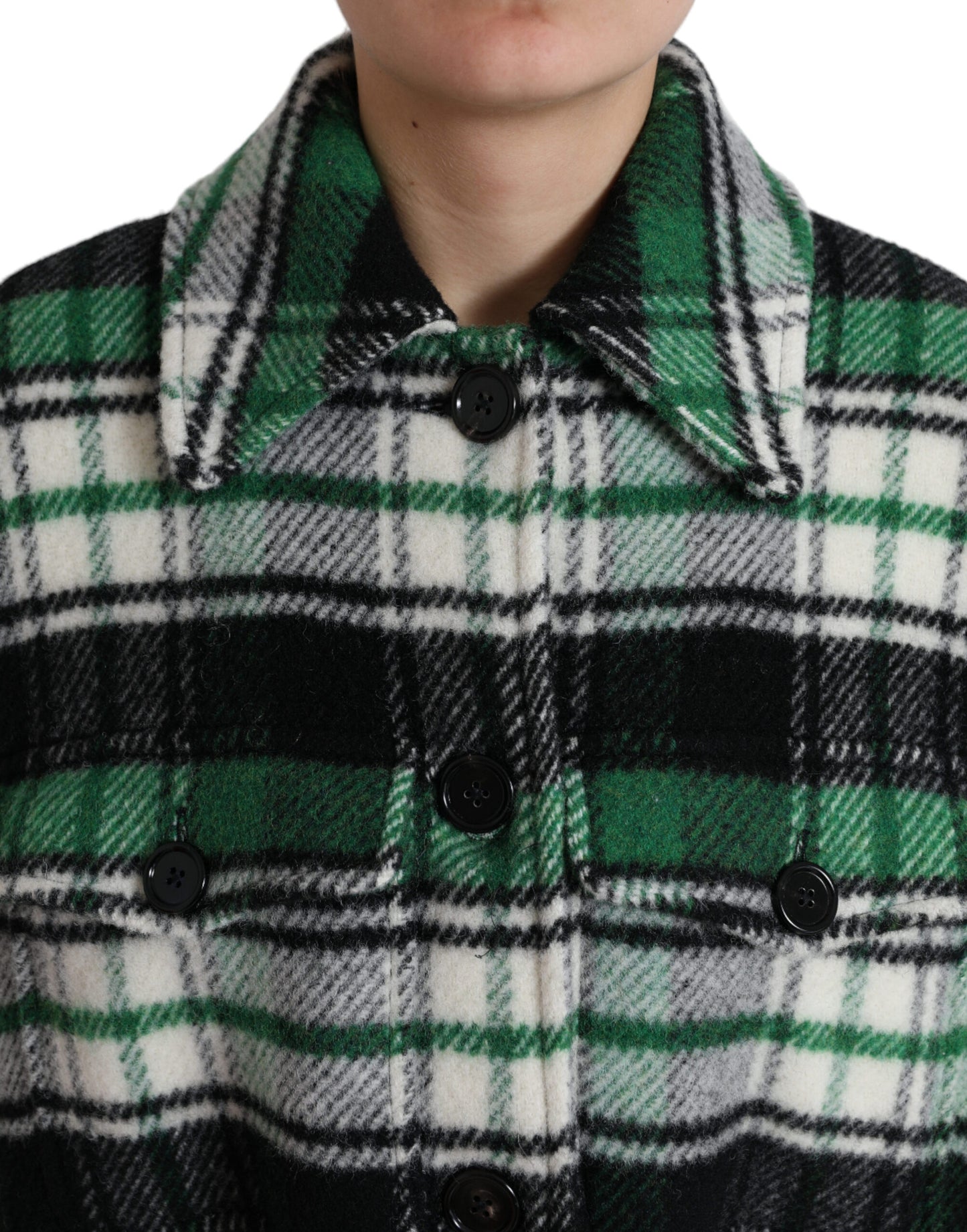 Dolce &amp; Gabbana Elegant green checked long coat