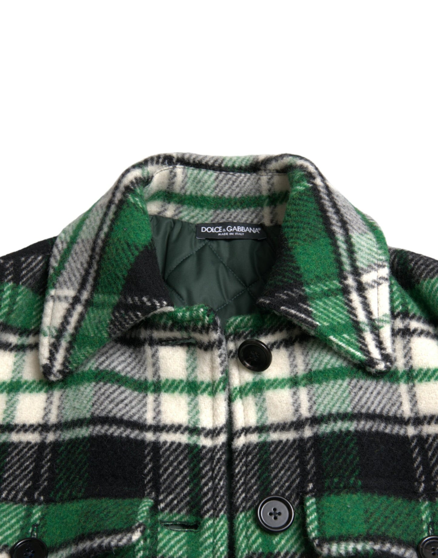 Dolce &amp; Gabbana Elegant green checked long coat