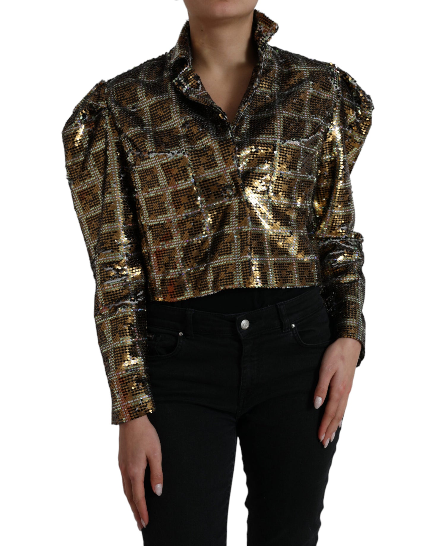 Dolce &amp; Gabbana Cropped Jacket with Sequins in Multicolor