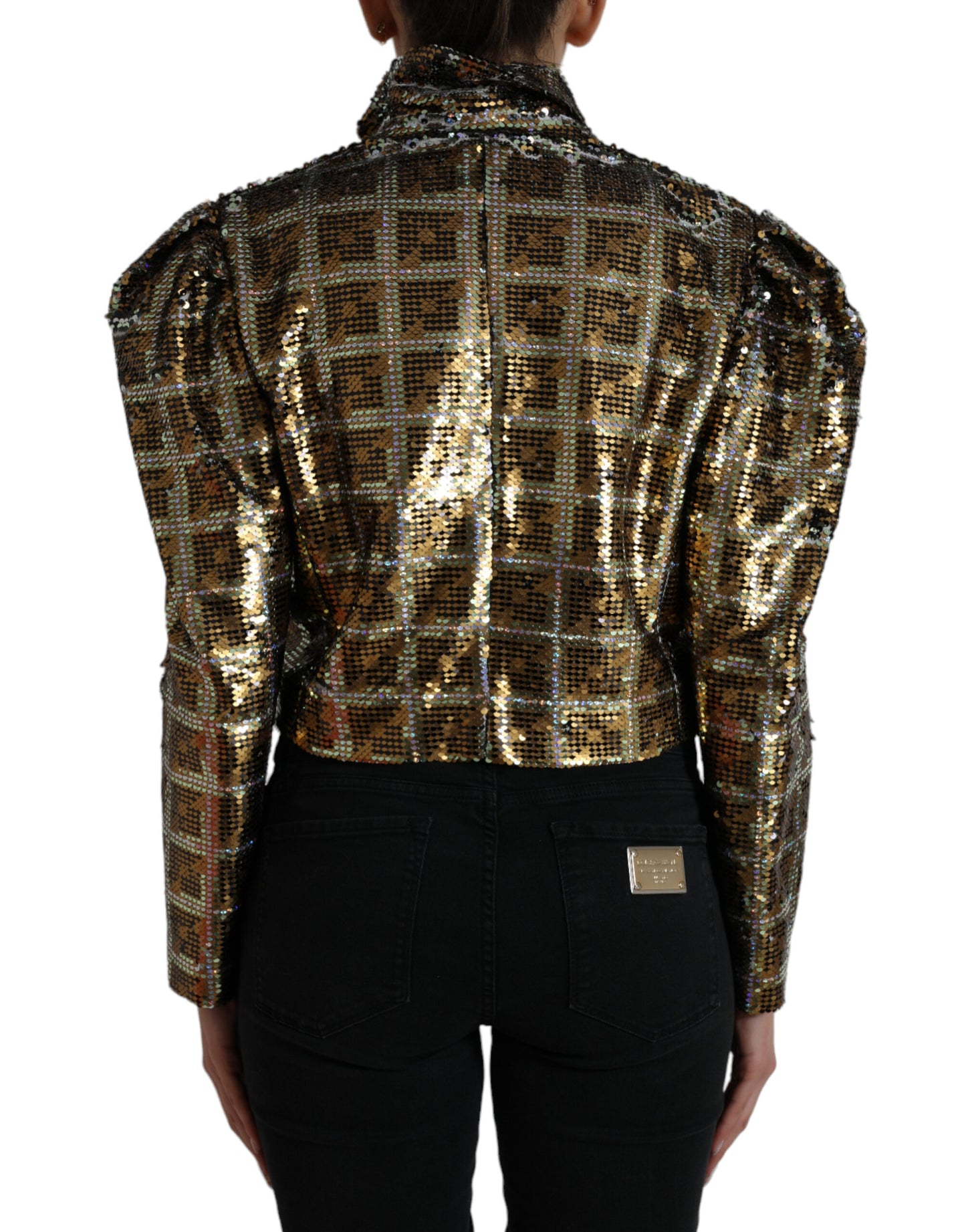 Dolce &amp; Gabbana Cropped Jacket with Sequins in Multicolor