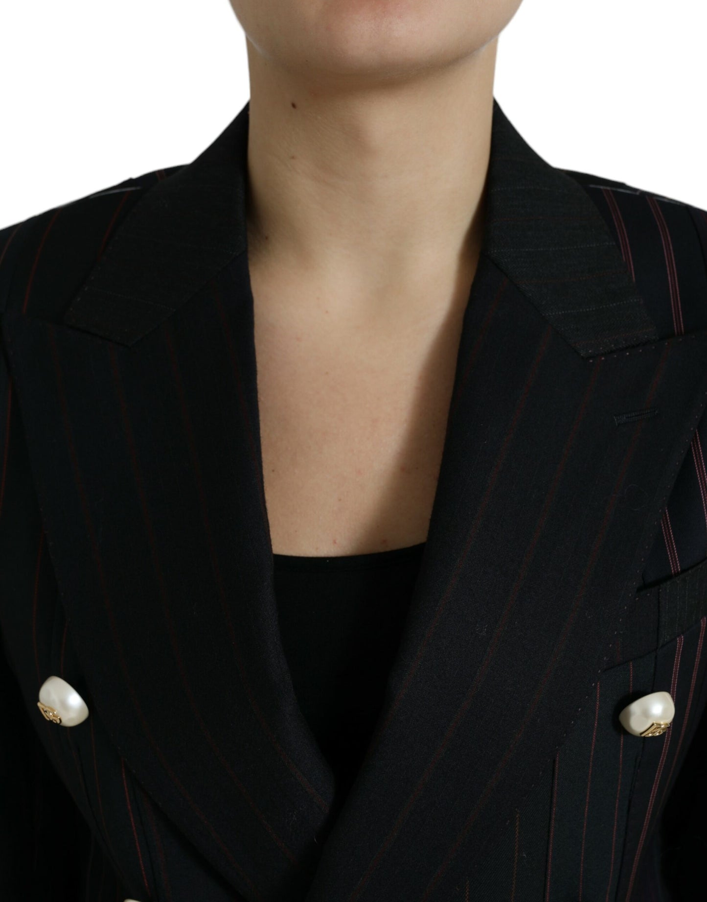 Dolce &amp; Gabbana Elegant striped double-breasted wool blazer