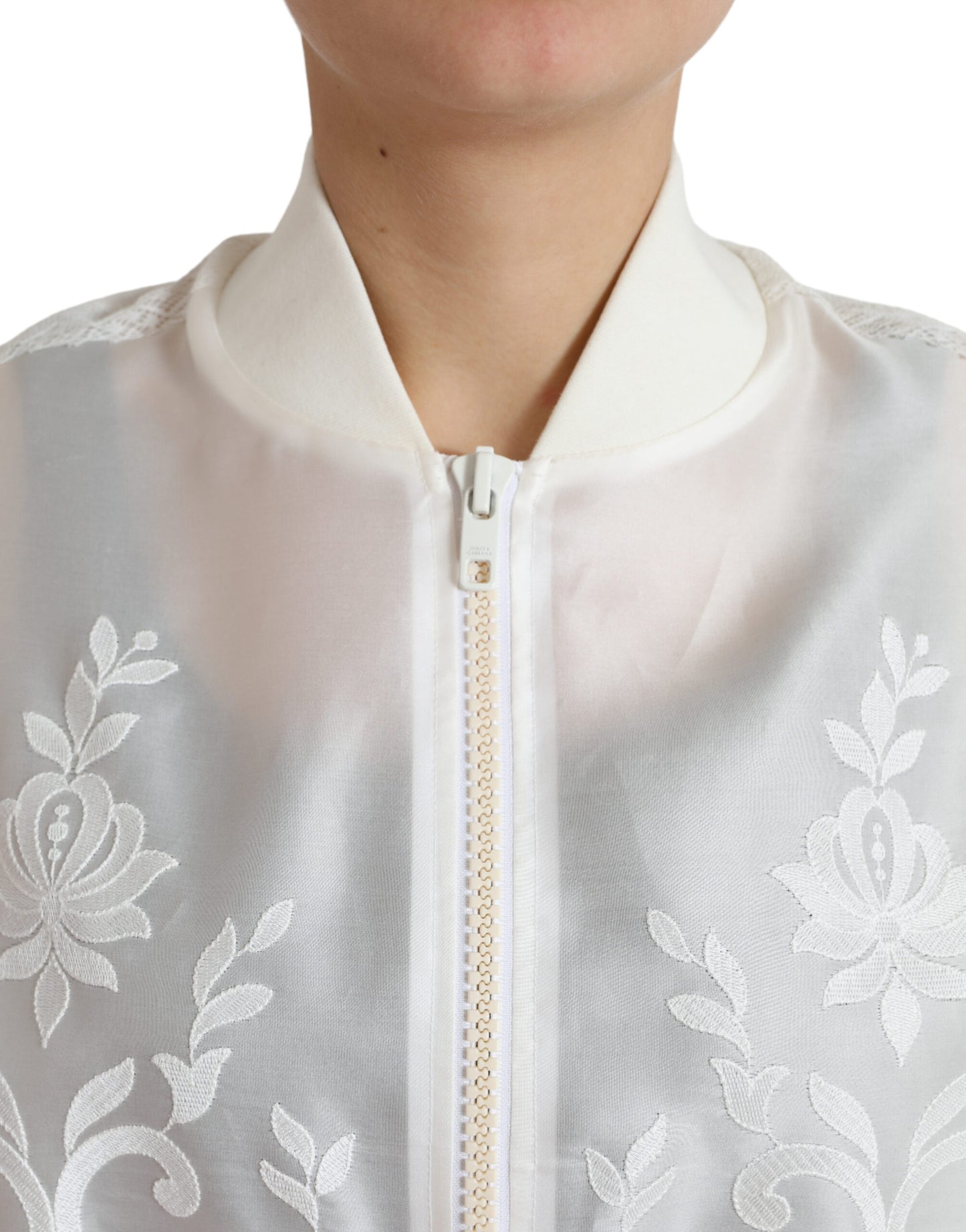 Dolce &amp; Gabbana Elegant white silk bomber jacket