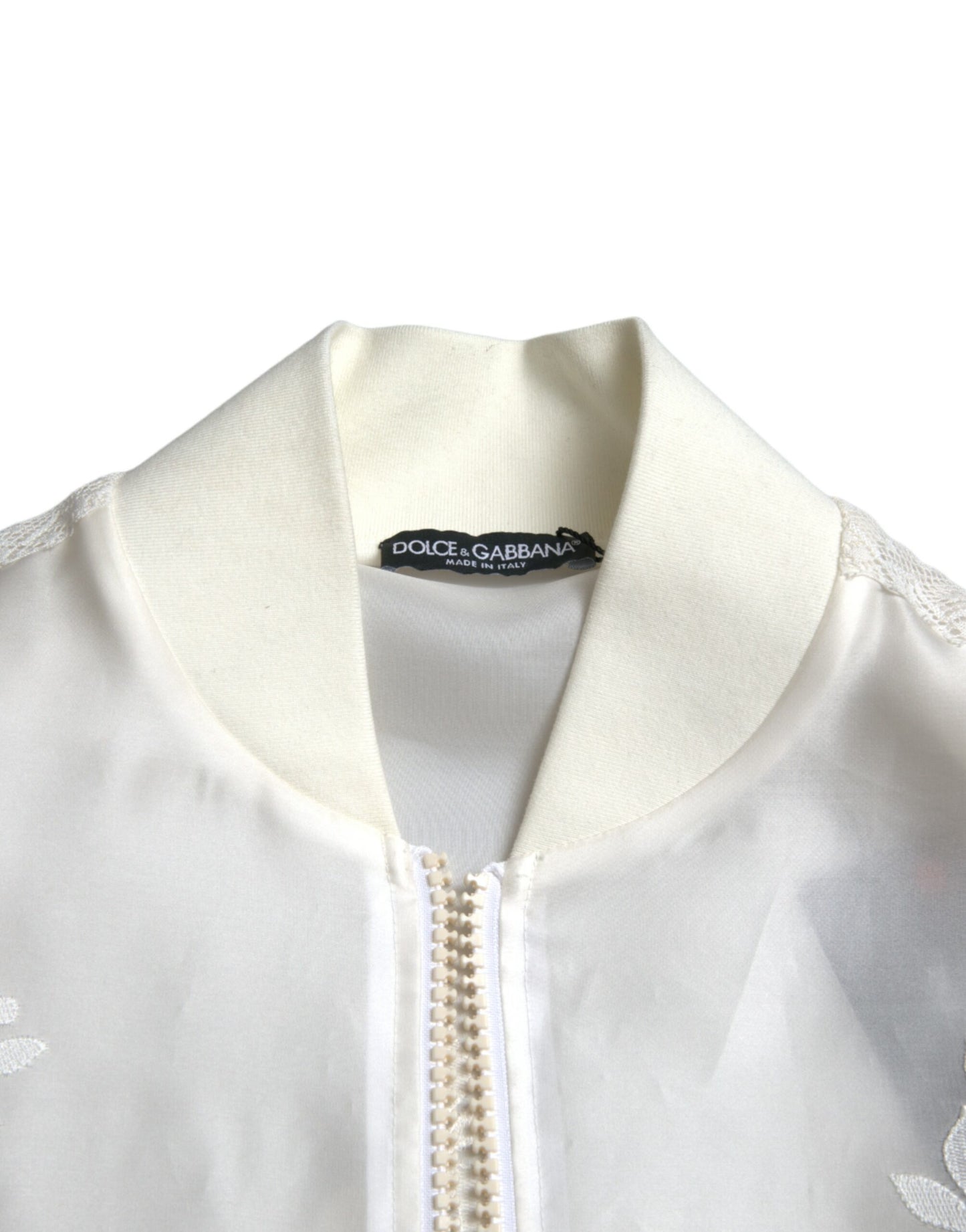 Dolce &amp; Gabbana Elegant white silk bomber jacket