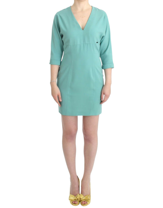 Costume National Elegant green midi dress with V-neck