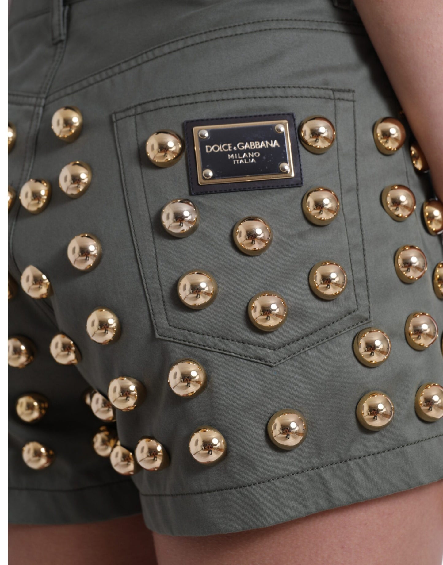 Dolce &amp; Gabbana Emerald Green Embellished High Waist Shorts