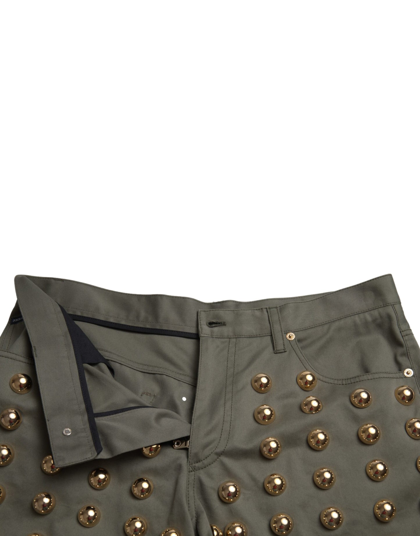 Dolce &amp; Gabbana Emerald Green Embellished High Waist Shorts