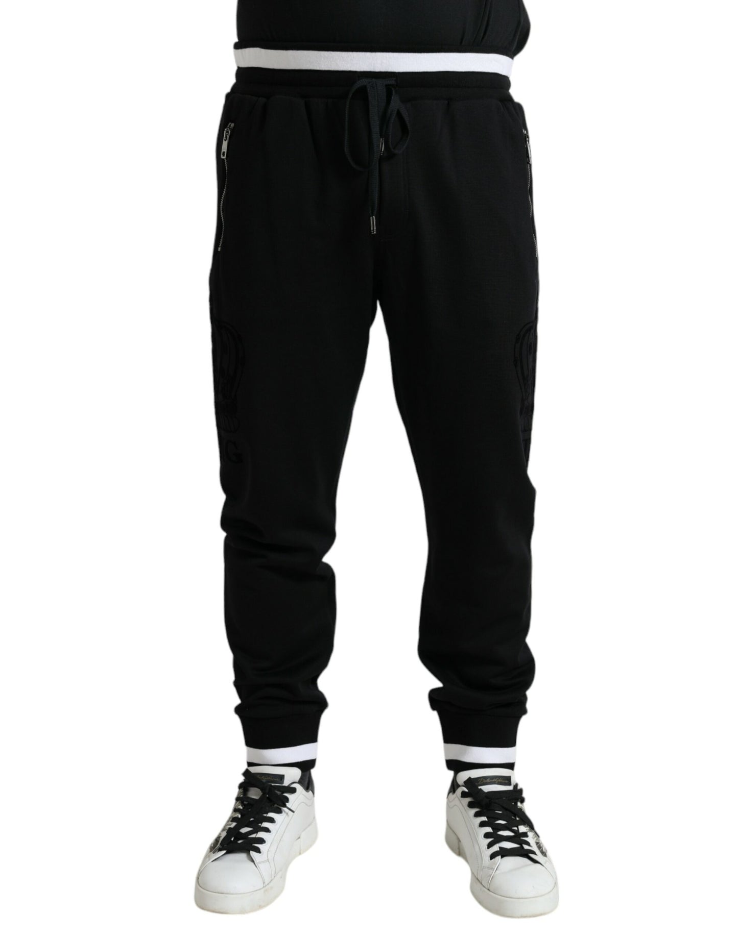 Dolce &amp; Gabbana Elegant Cotton Joggers in Black and White