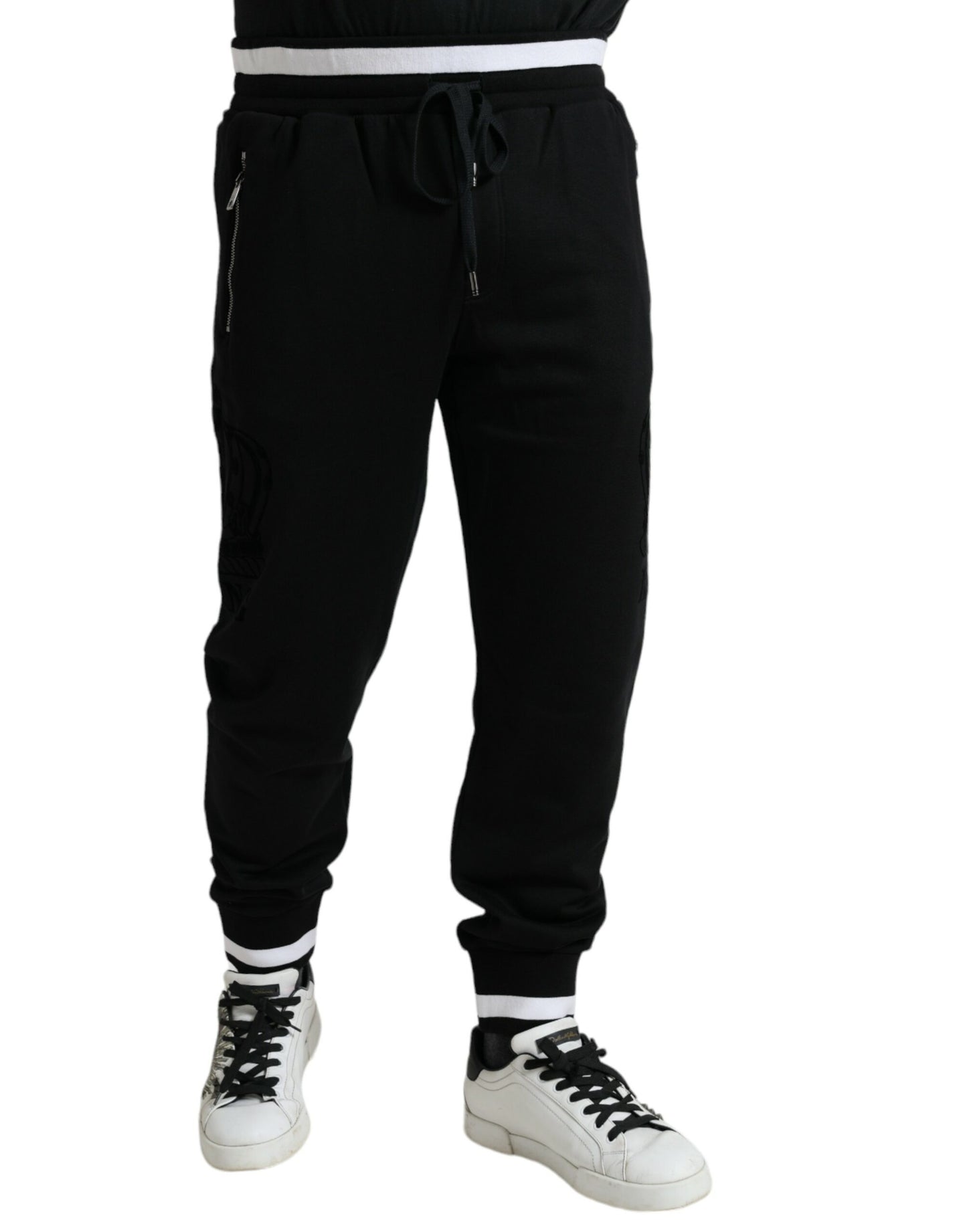 Dolce &amp; Gabbana Elegant Cotton Joggers in Black and White