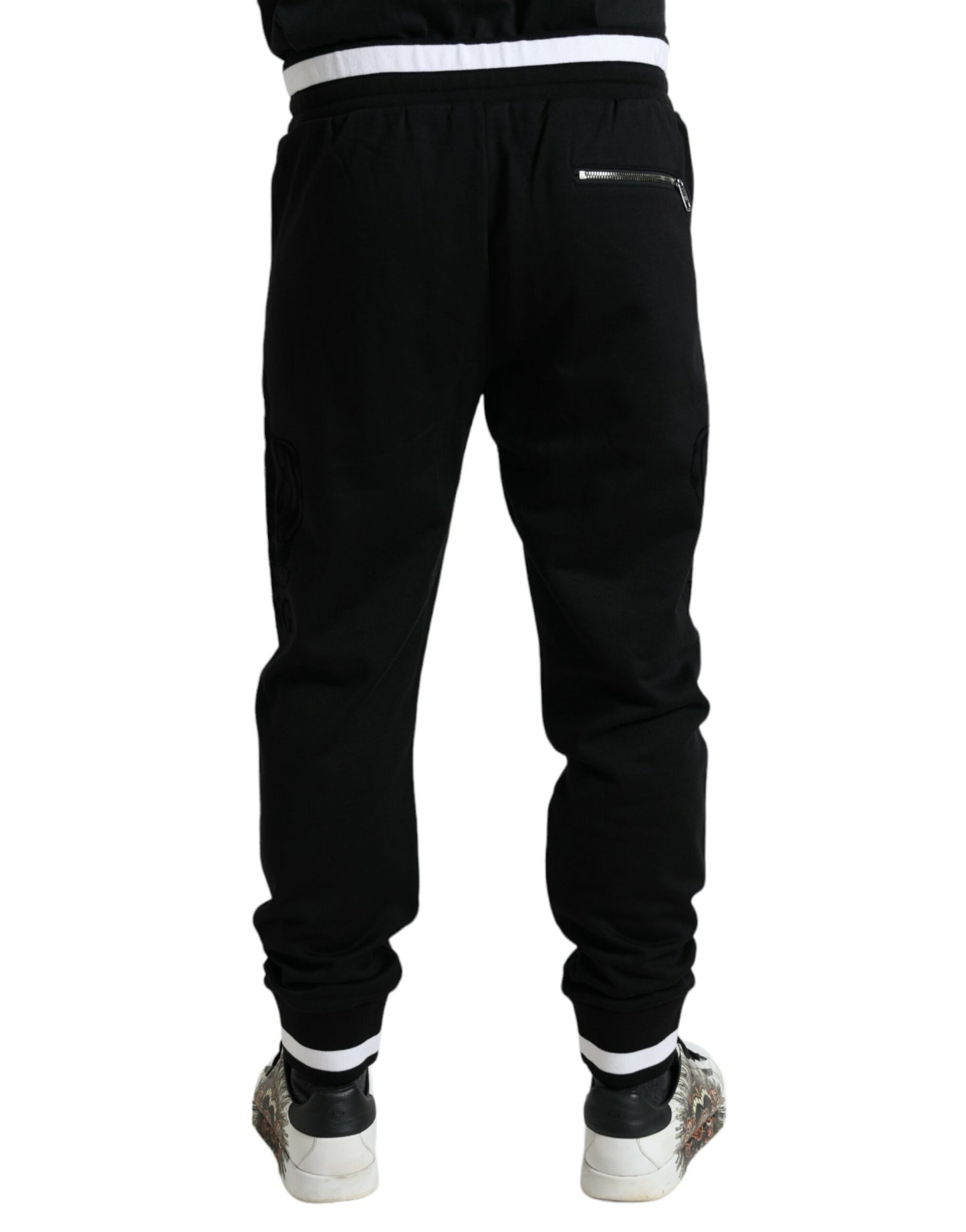 Dolce &amp; Gabbana Elegant Cotton Joggers in Black and White