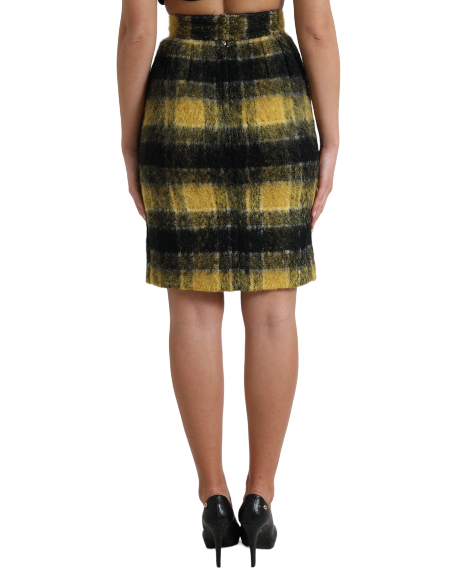 Dolce &amp; Gabbana silk-lined high-waisted check print miniskirt