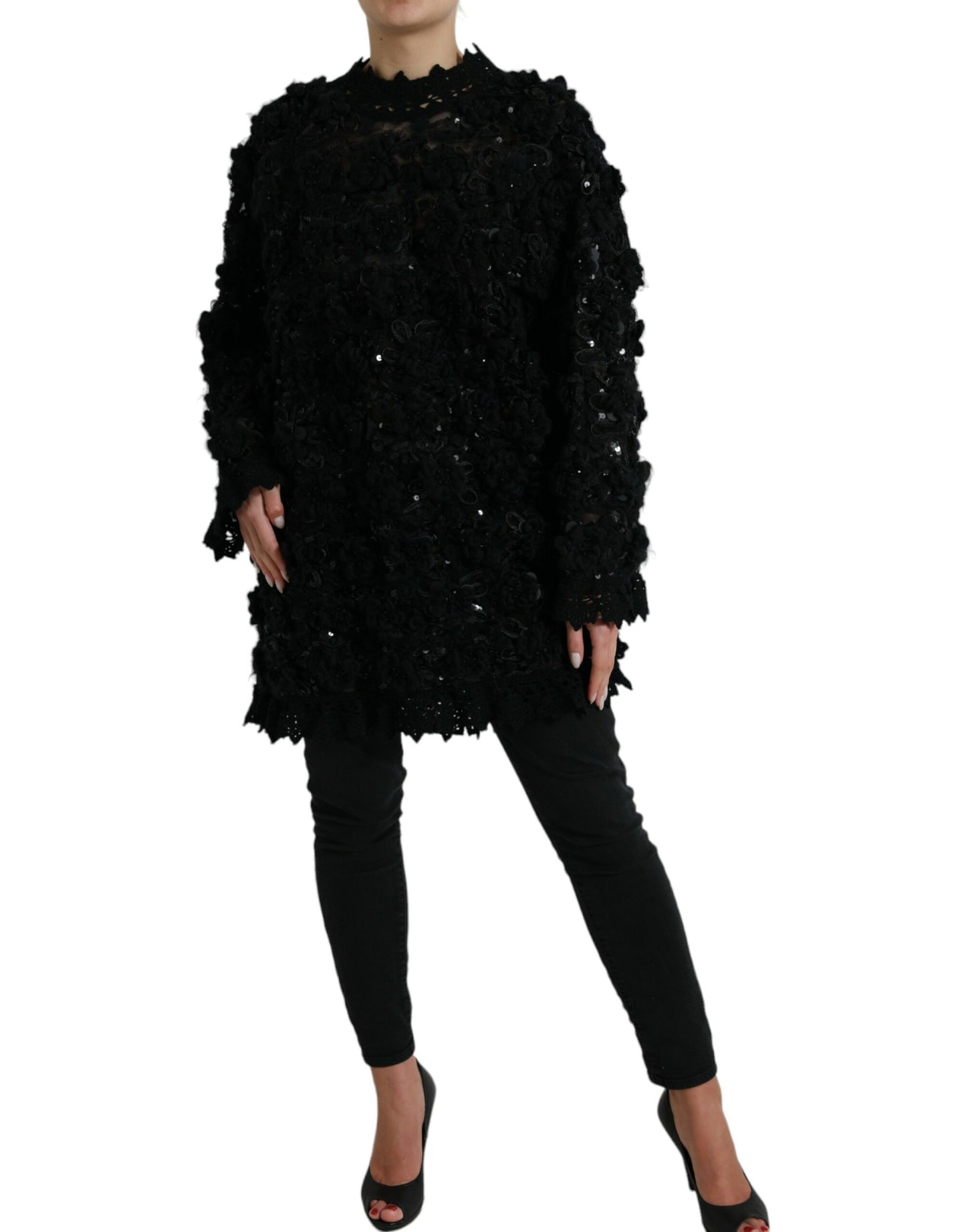 Dolce &amp; Gabbana Black Sequined Sweater