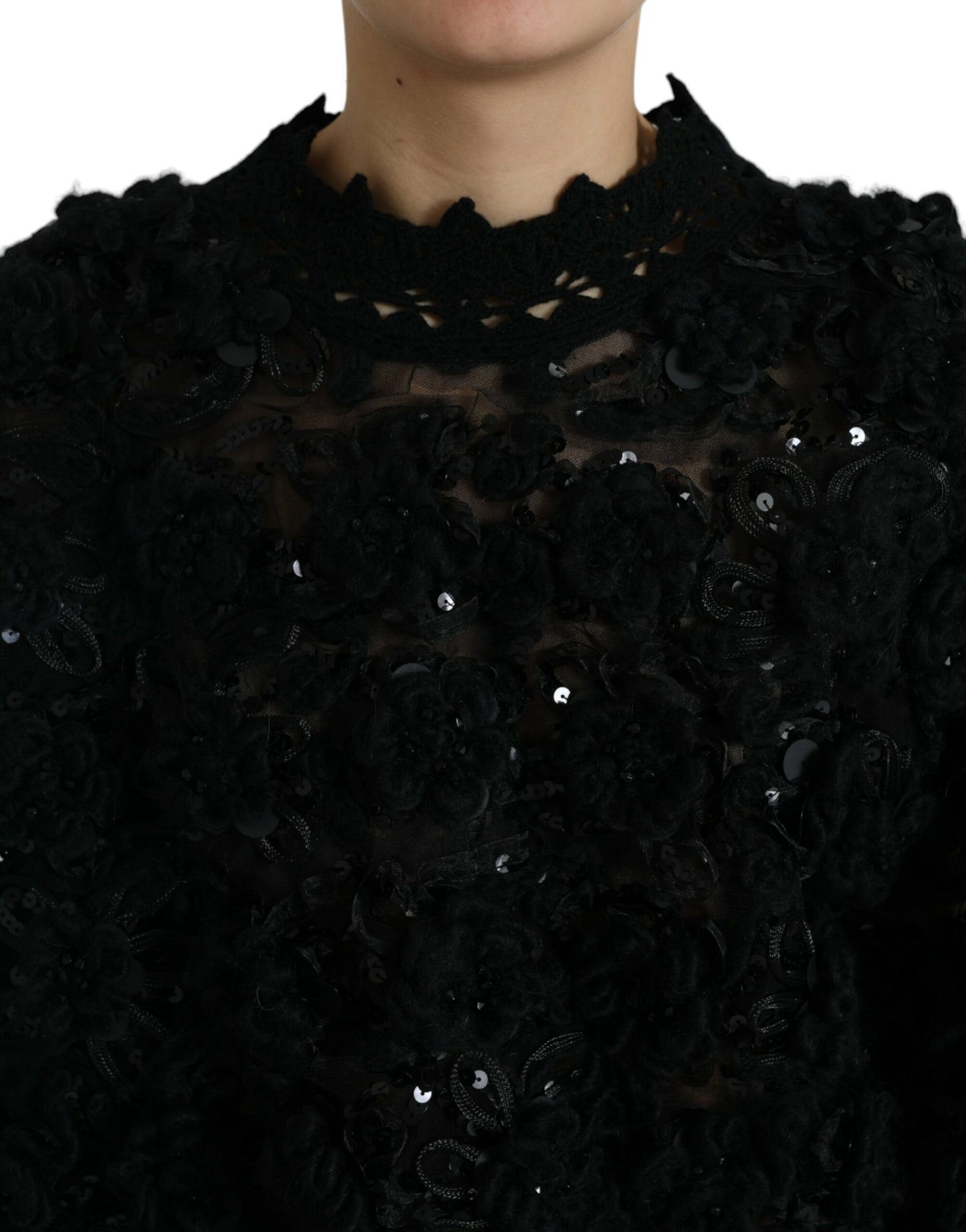 Dolce &amp; Gabbana Black Sequined Sweater