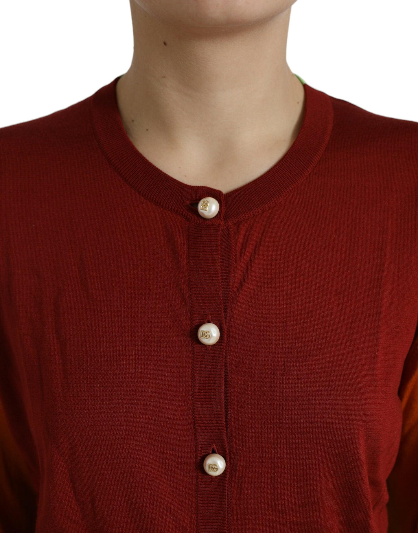 Dolce &amp; Gabbana silk button-down cardigan in maroon mix