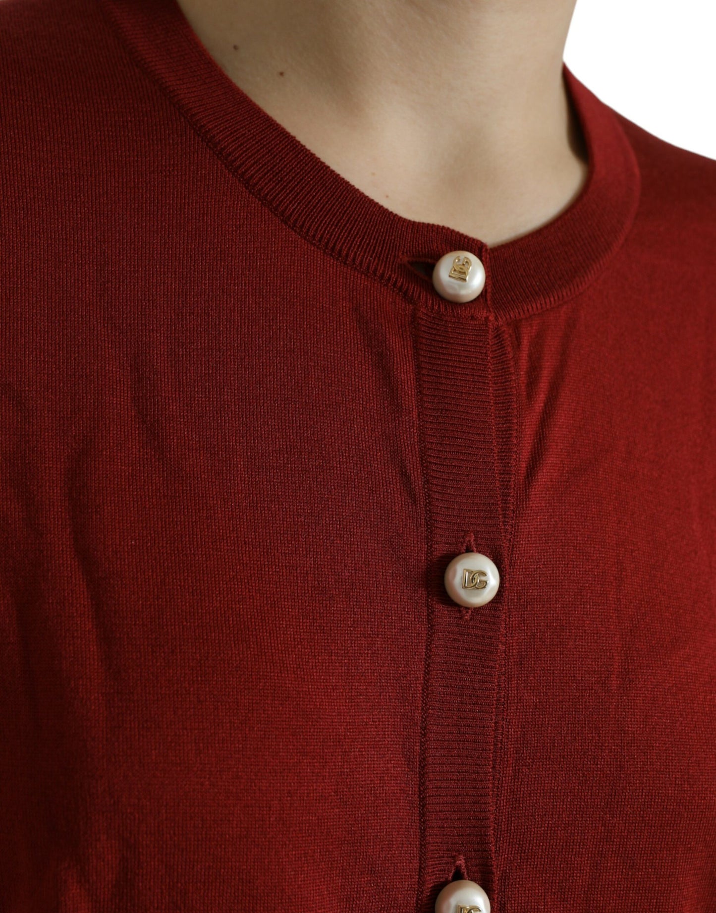 Dolce &amp; Gabbana silk button-down cardigan in maroon mix