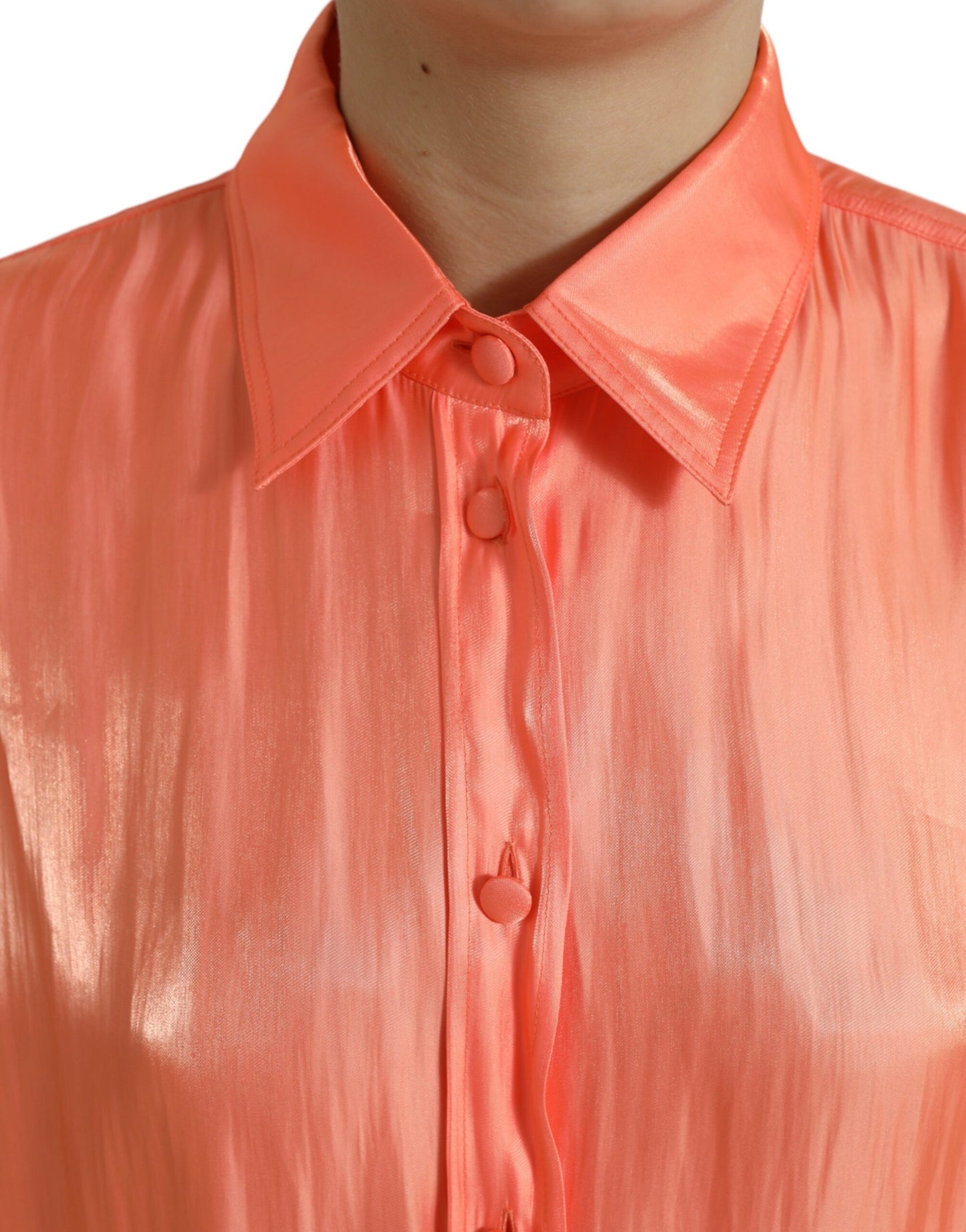 Dolce &amp; Gabbana Elegant coral long-sleeved polo top