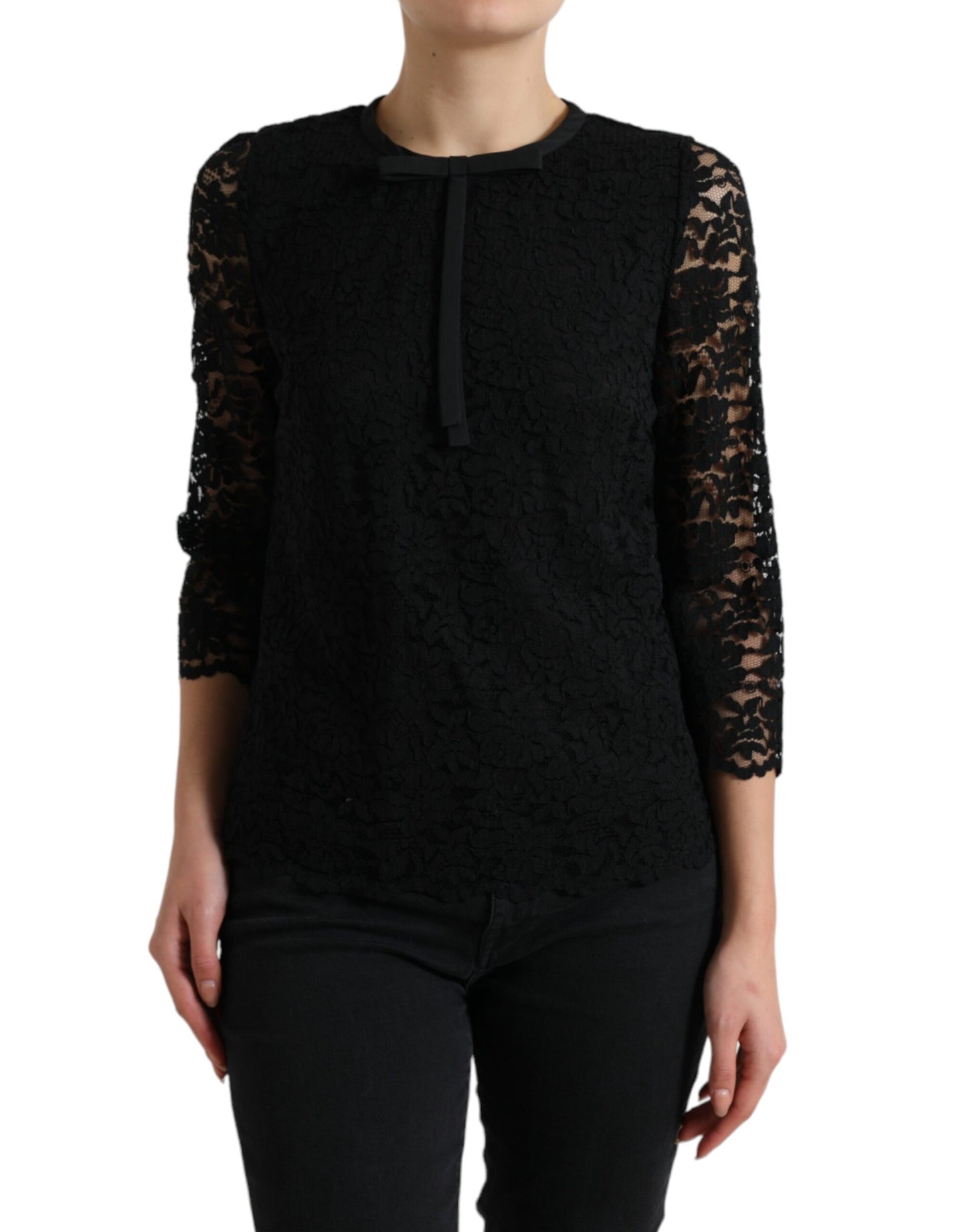 Dolce &amp; Gabbana Elegant long-sleeved top made of floral lace