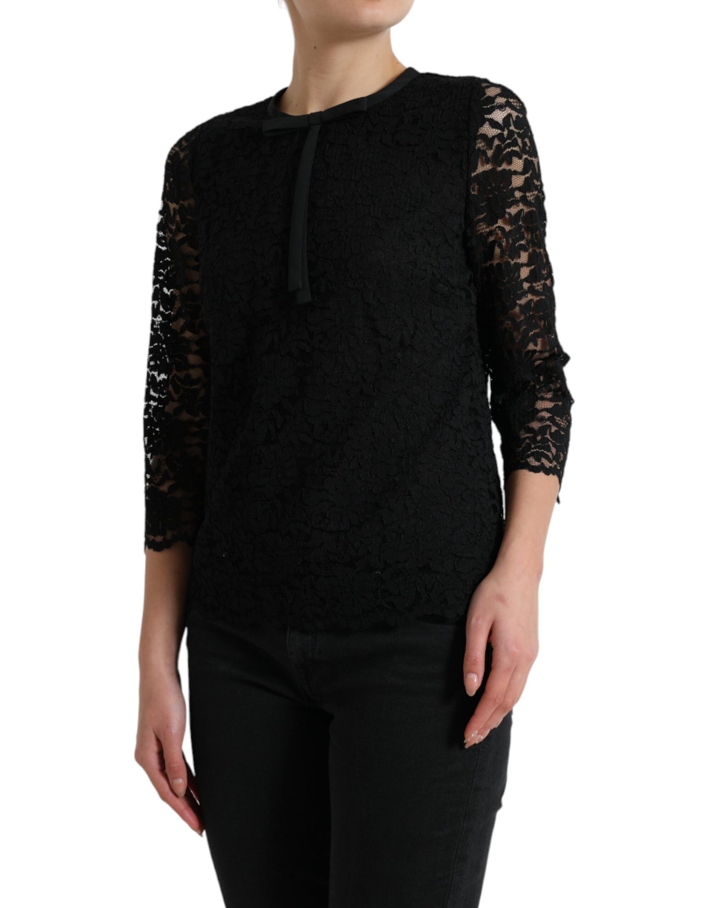 Dolce &amp; Gabbana Elegant long-sleeved top made of floral lace