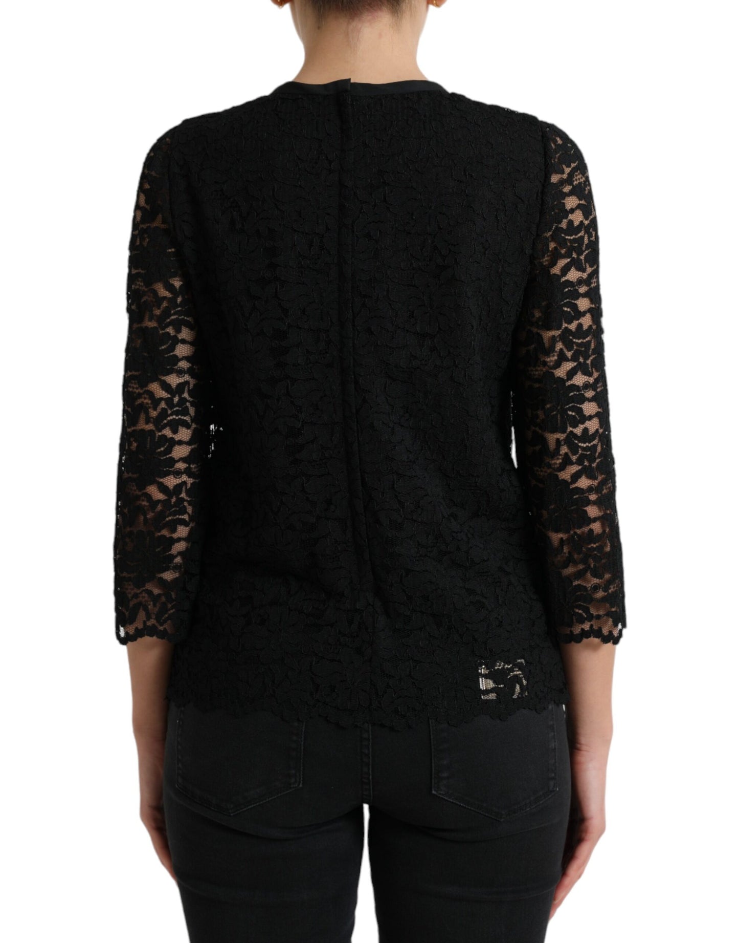 Dolce &amp; Gabbana Elegant long-sleeved top made of floral lace