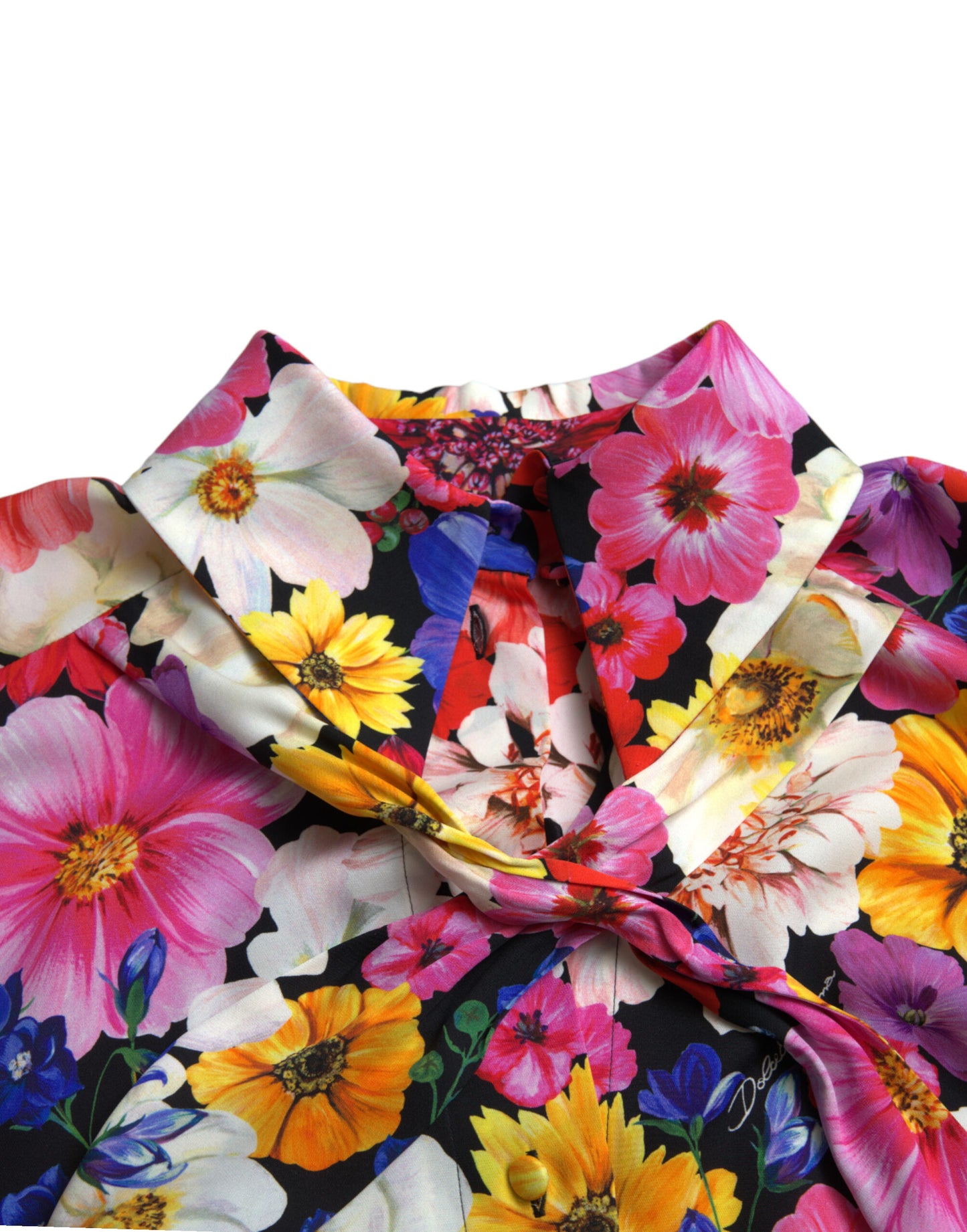 Dolce &amp; Gabbana Floral Silk Blouse with Front Tie Closure