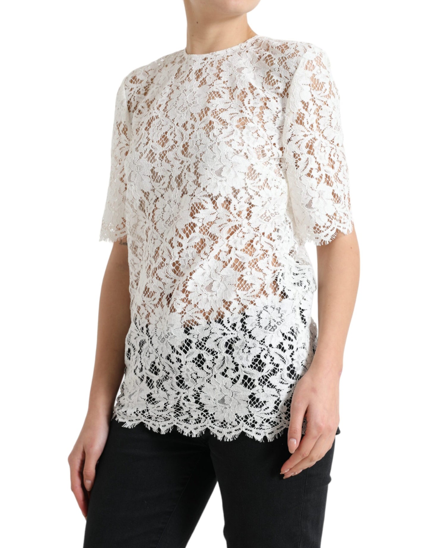 Dolce &amp; Gabbana Elegant white lace blouse