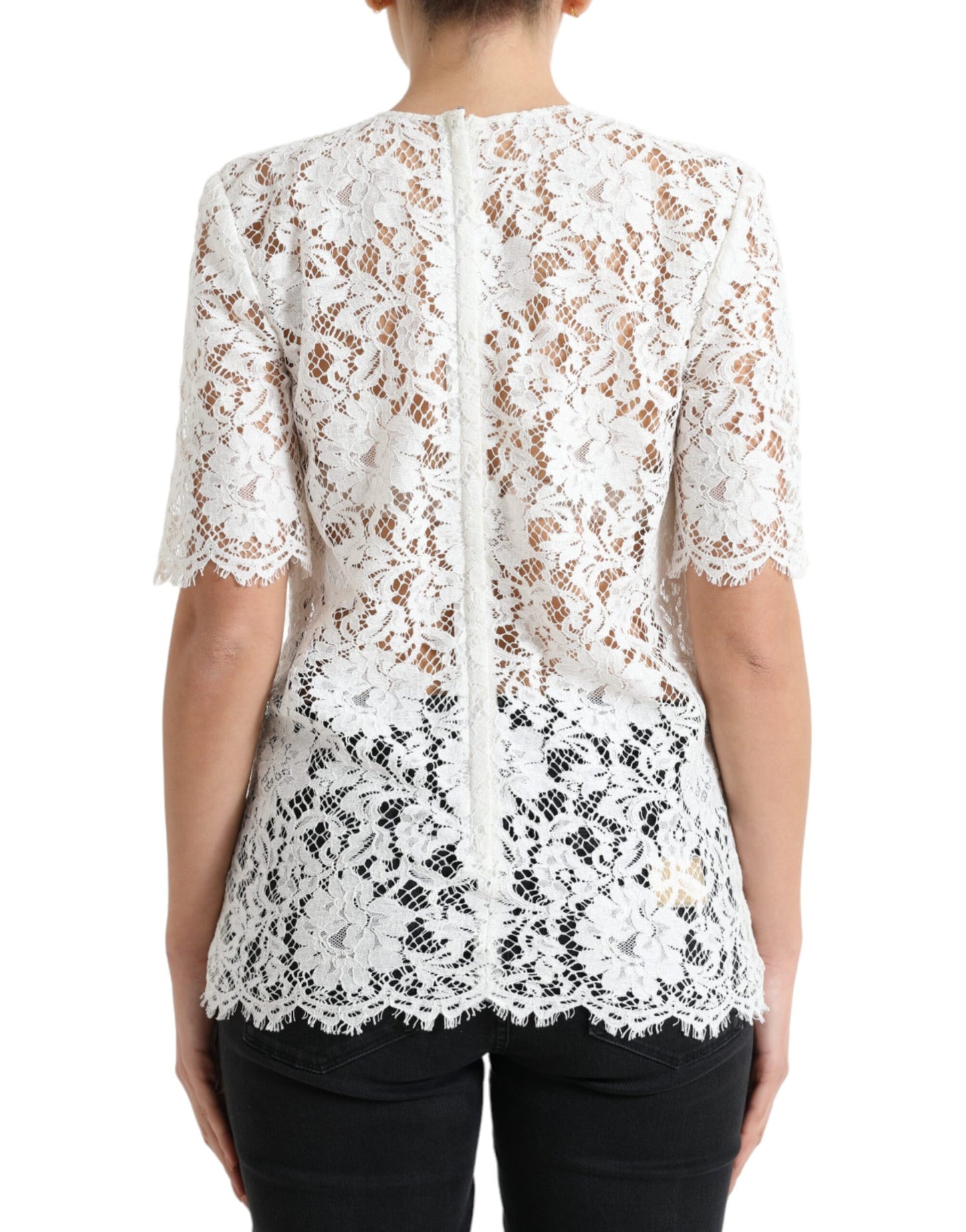 Dolce &amp; Gabbana Elegant white lace blouse