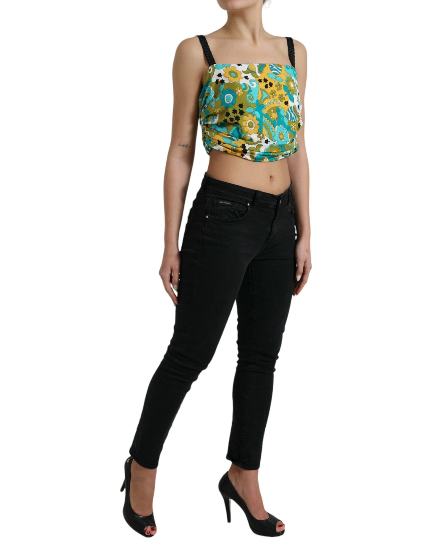 Dolce &amp; Gabbana Elegant floral silk blend cropped tank top