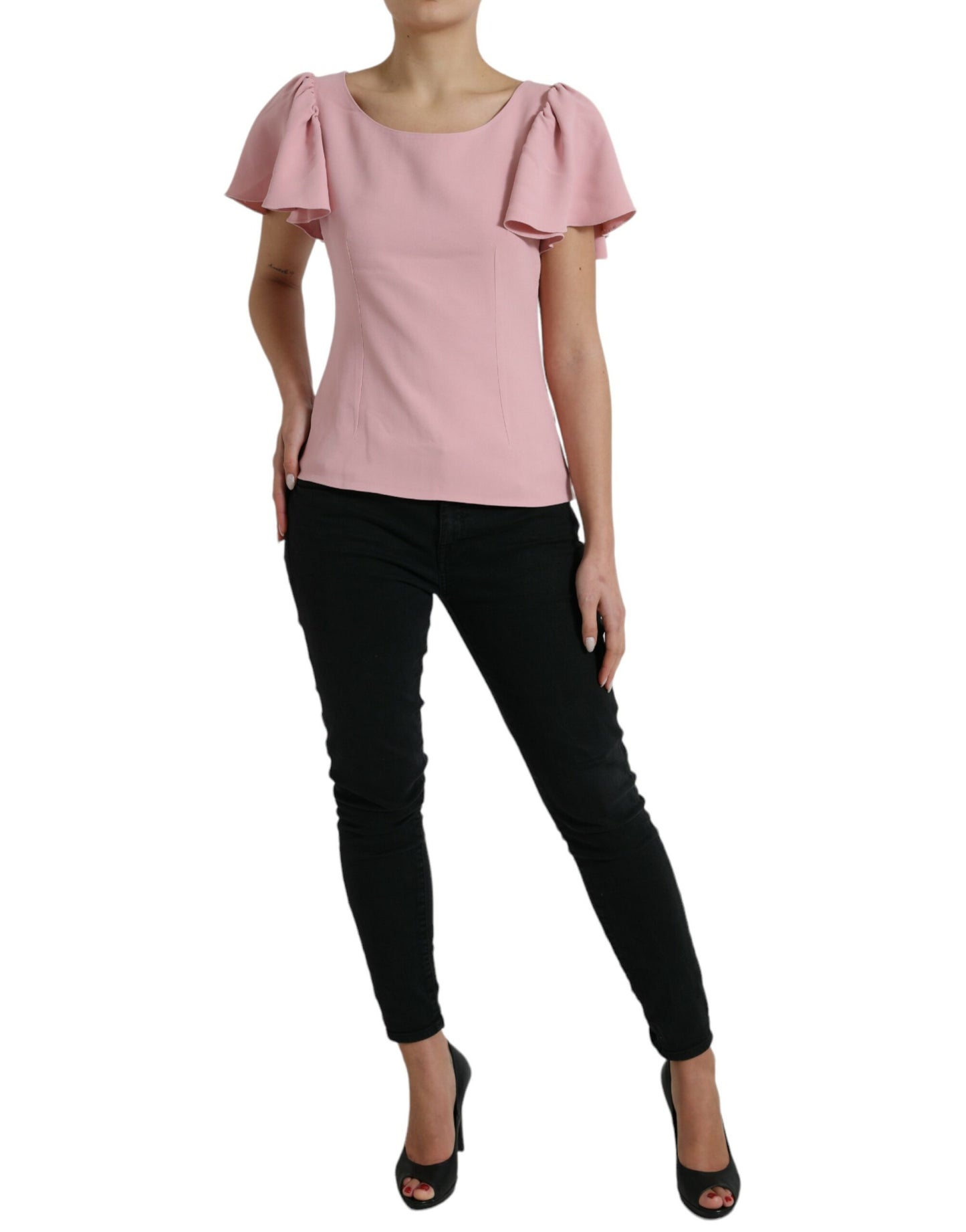 Dolce &amp; Gabbana Chic pink top with bell sleeves