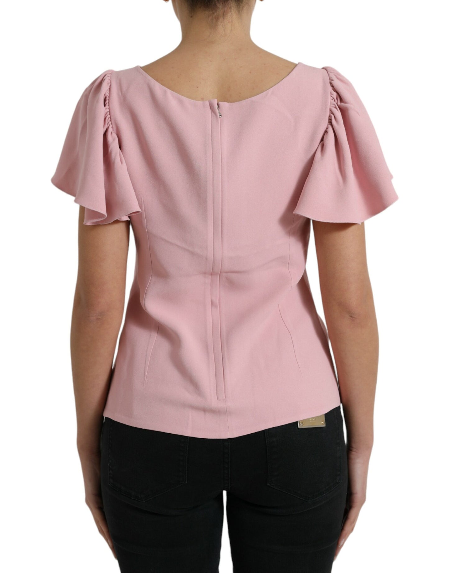 Dolce &amp; Gabbana Chic pink top with bell sleeves