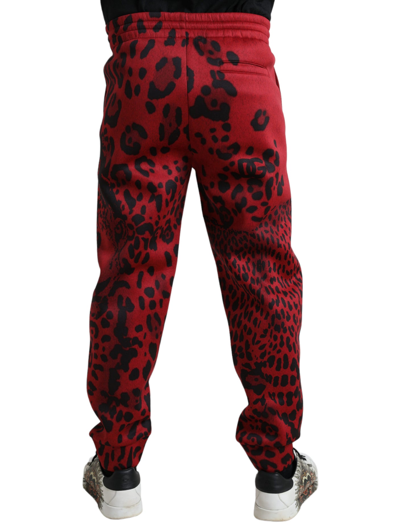 Dolce &amp; Gabbana Elegant jogging pants with leopard print in red and black