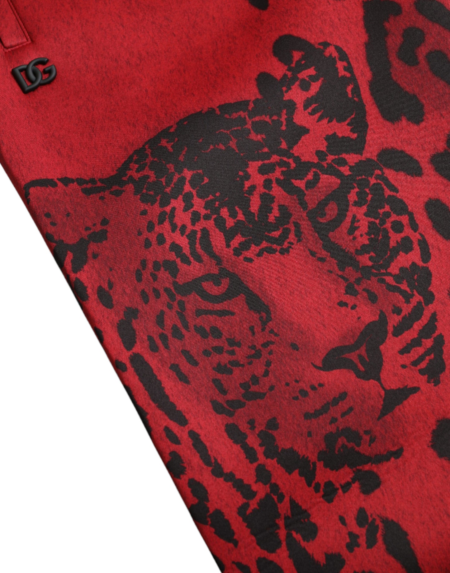 Dolce &amp; Gabbana Elegant jogging pants with leopard print in red and black