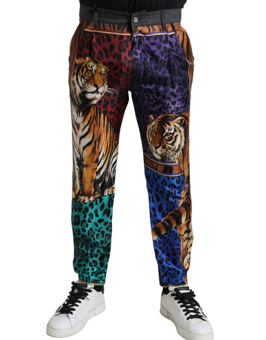 Dolce & Gabbana Multicolor Tiger Print Lose Denim Jeans