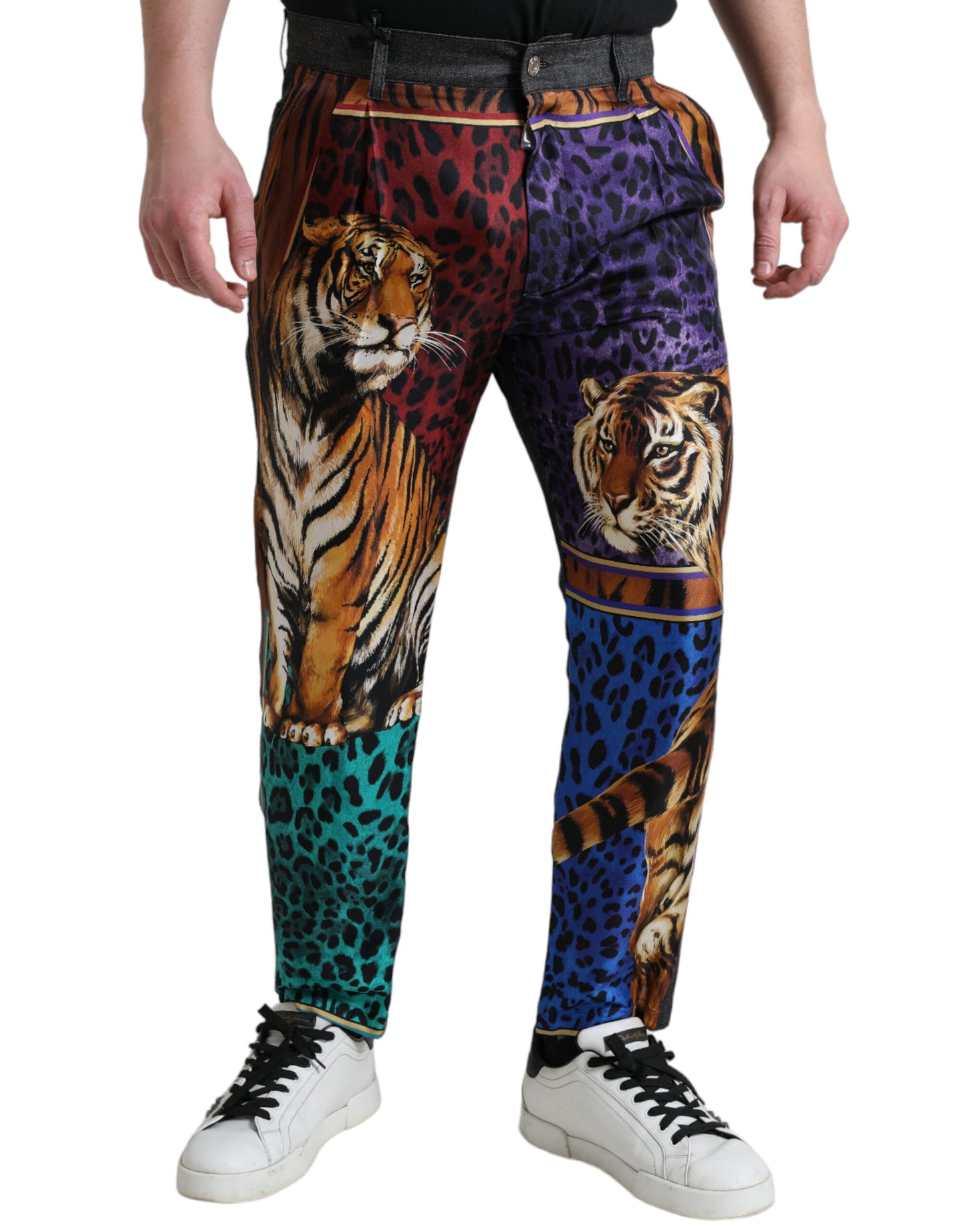 Dolce & Gabbana Multicolor Tiger Print Lose Denim Jeans