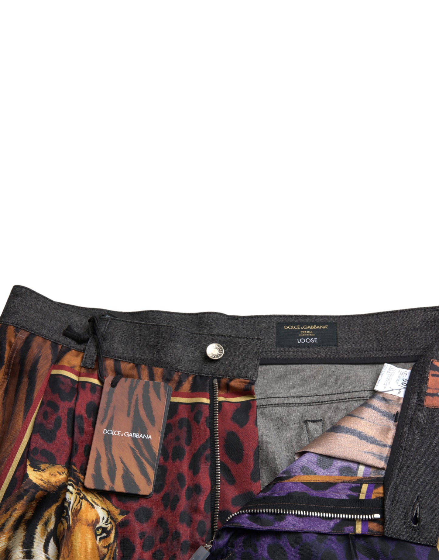 Dolce & Gabbana Multicolor Tiger Print Lose Denim Jeans