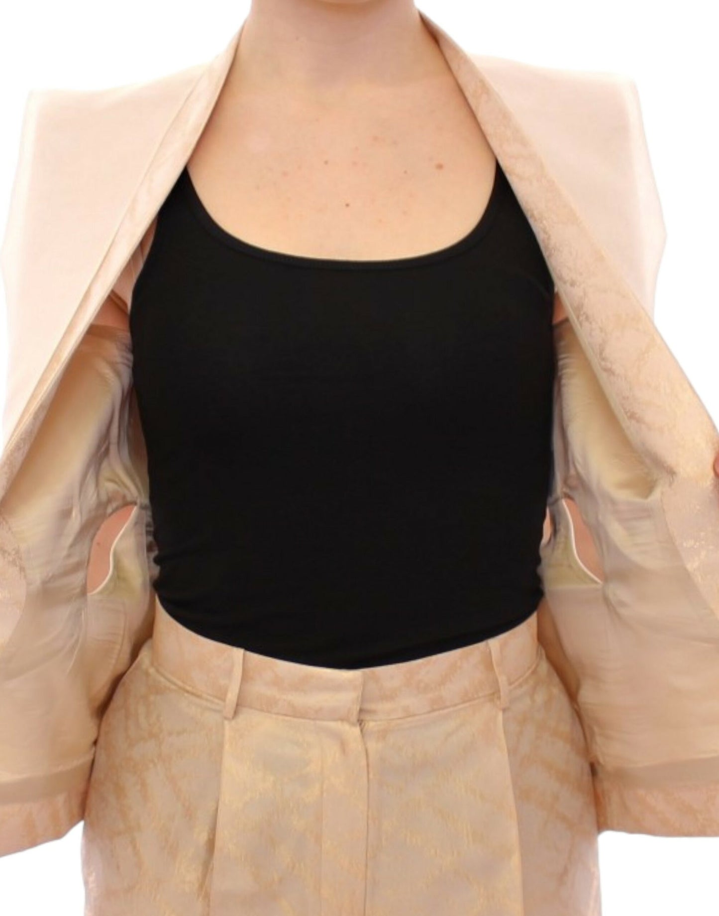 Zeyneptosun Exclusive beige sleeveless brocade vest