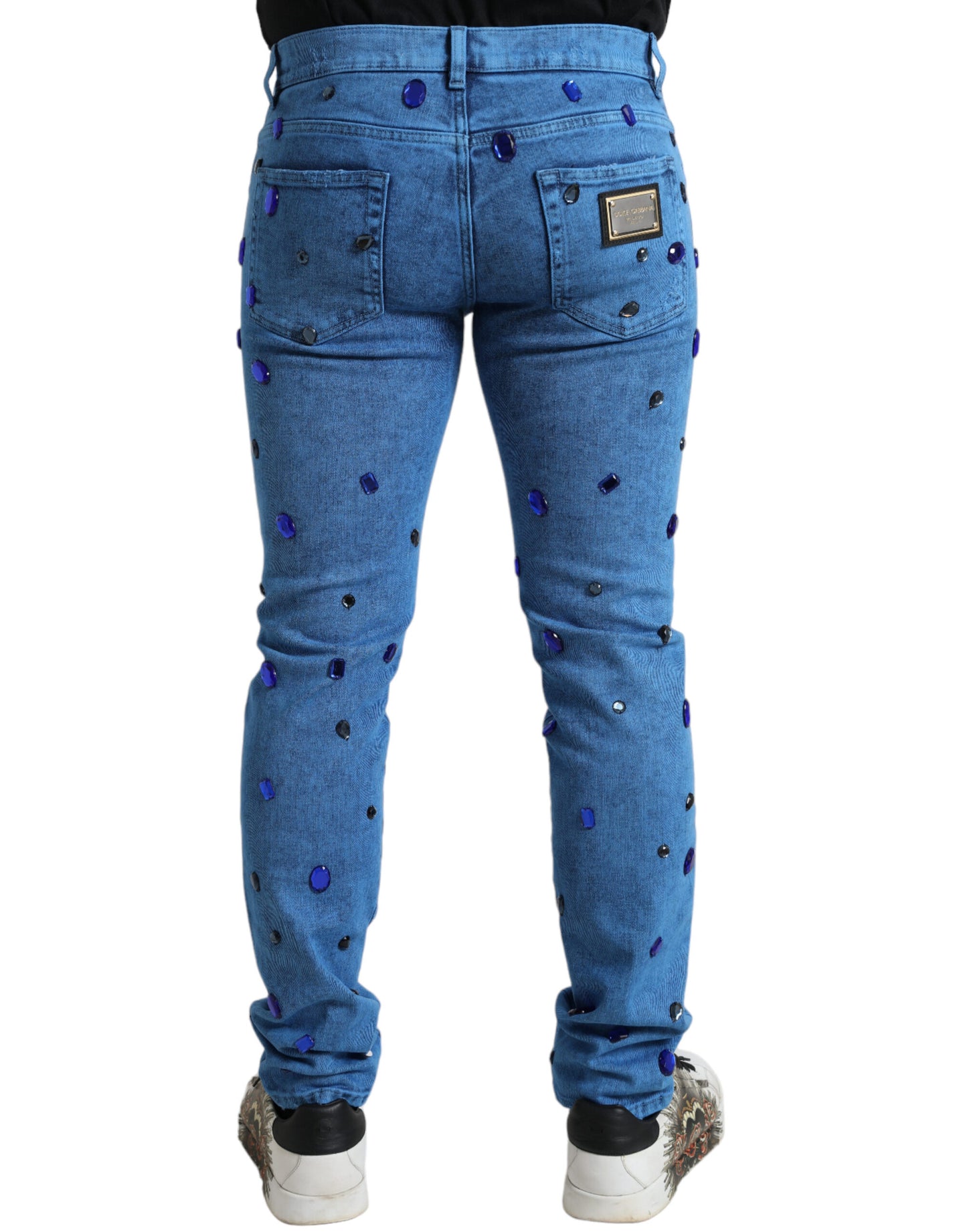 Dolce & Gabbana Kristallverzierte Skinny Denim Jeans