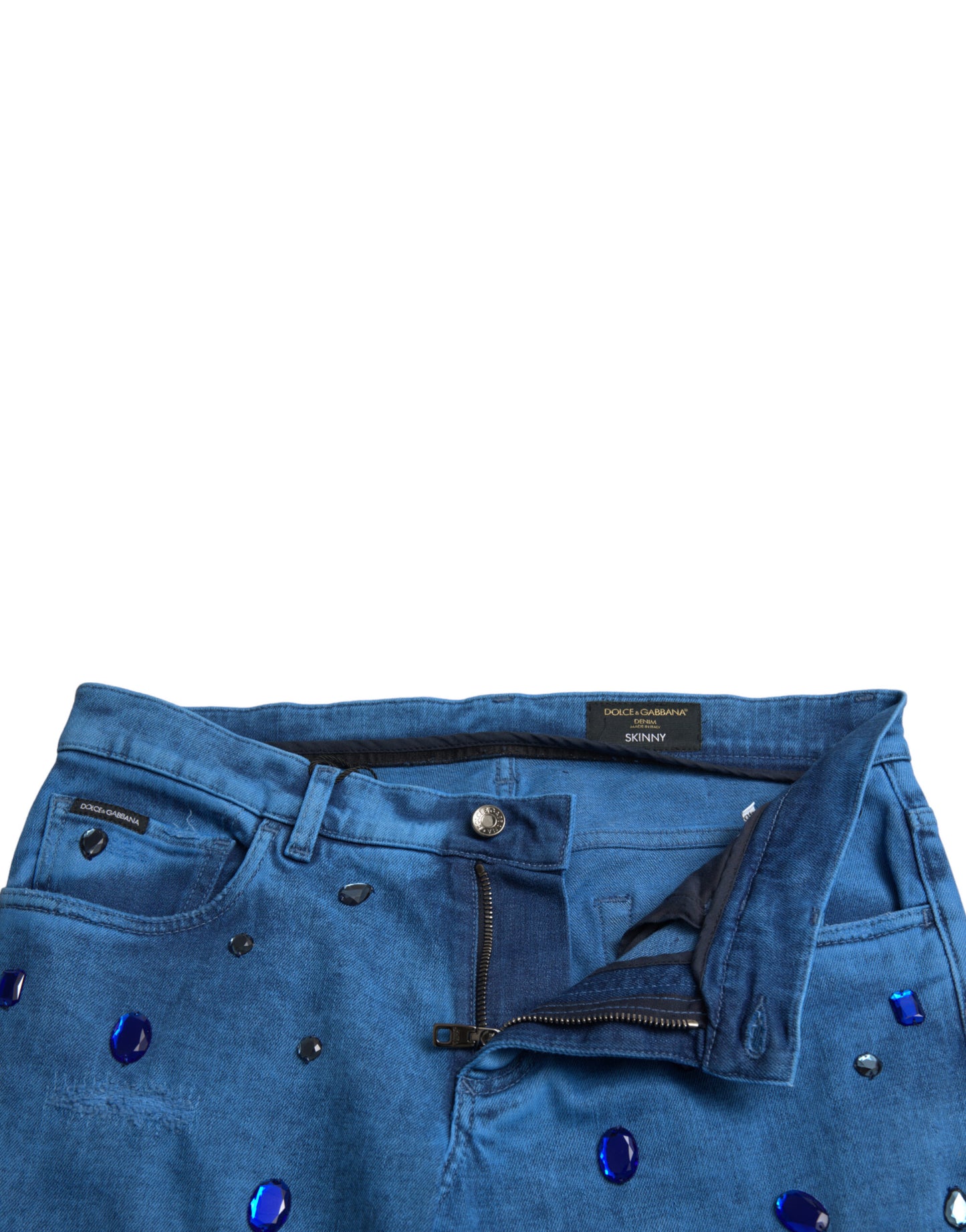 Dolce & Gabbana Kristallverzierte Skinny Denim Jeans