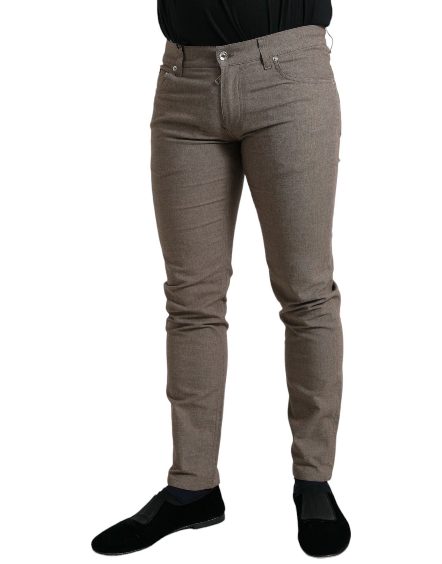 Dolce &amp; Gabbana Elegant brown cotton stretch skinny pants